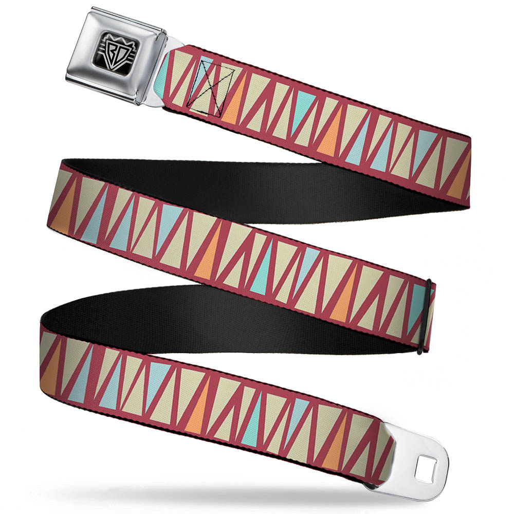 BD Wings Logo CLOSE-UP Full Color Black Silver Seatbelt Belt - Zig Zag Doodle Red/Tan/Blues/Orange Webbing Seatbelt Belts Buckle-Down