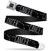 BD Wings Logo CLOSE-UP Full Color Black Silver Seatbelt Belt - Zodiac CANCER/Constellation Black/White Webbing Seatbelt Belts Buckle-Down