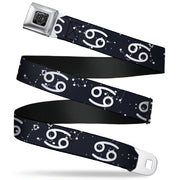 BD Wings Logo CLOSE-UP Full Color Black Silver Seatbelt Belt - Zodiac Cancer Symbol/Constellations Black/White Webbing Seatbelt Belts Buckle-Down