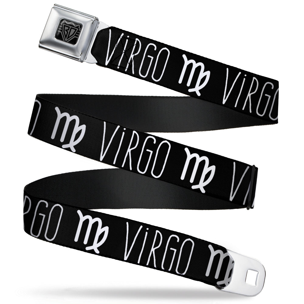 BD Wings Logo CLOSE-UP Full Color Black Silver Seatbelt Belt - Zodiac VIRGO/Symbol Black/White Webbing Seatbelt Belts Buckle-Down