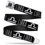 BD Wings Logo CLOSE-UP Full Color Black Silver Seatbelt Belt - Zodiac LIBRA/Symbol Black/White Webbing Seatbelt Belts Buckle-Down