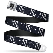 BD Wings Logo CLOSE-UP Full Color Black Silver Seatbelt Belt - Zodiac Scorpio Symbol/Constellations Black/White Webbing Seatbelt Belts Buckle-Down