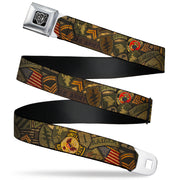 BD Wings Logo CLOSE-UP Full Color Black Silver Seatbelt Belt - Armed Forces Military Badges Stacked Webbing Seatbelt Belts Buckle-Down