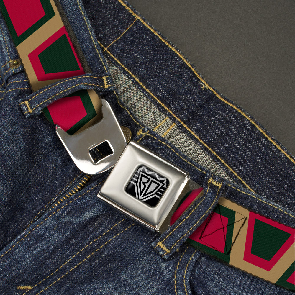 BD Wings Logo CLOSE-UP Full Color Black Silver Seatbelt Belt - Aztec17 Tan/Red/Black Webbing Seatbelt Belts Buckle-Down
