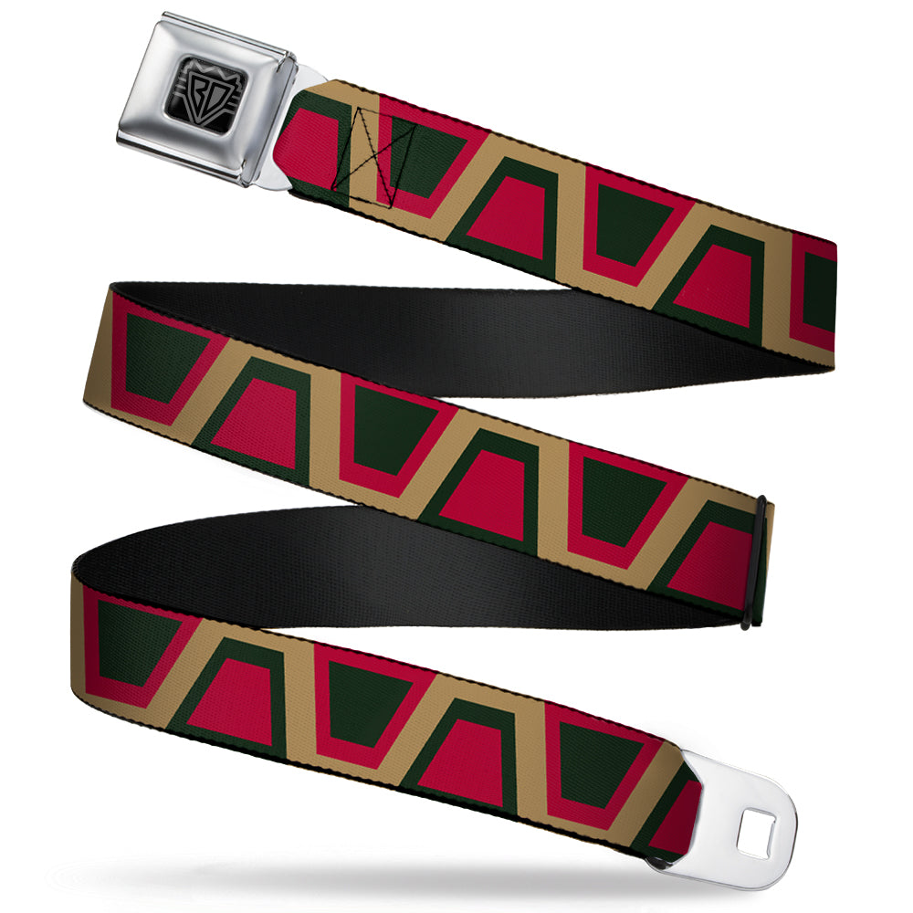 BD Wings Logo CLOSE-UP Full Color Black Silver Seatbelt Belt - Aztec17 Tan/Red/Black Webbing Seatbelt Belts Buckle-Down
