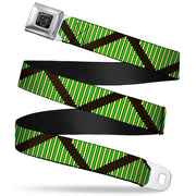 BD Wings Logo CLOSE-UP Full Color Black Silver Seatbelt Belt - Aztec19 Black/Green/Yellow Webbing Seatbelt Belts Buckle-Down