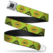 BD Wings Logo CLOSE-UP Full Color Black Silver Seatbelt Belt - Aztec20 Green/Orange/Black Webbing Seatbelt Belts Buckle-Down