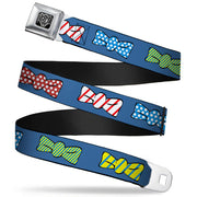 BD Wings Logo CLOSE-UP Full Color Black Silver Seatbelt Belt - Bowties Blue/Multi Color Webbing Seatbelt Belts Buckle-Down