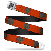 BD Wings Logo CLOSE-UP Full Color Black Silver Seatbelt Belt - Brown Bear Repeat Orange Webbing Seatbelt Belts Buckle-Down