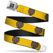 BD Wings Logo CLOSE-UP Full Color Black Silver Seatbelt Belt - Brown Bear Repeat Yellow Webbing Seatbelt Belts Buckle-Down
