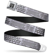 BD Wings Logo CLOSE-UP Full Color Black Silver Seatbelt Belt - BD Keyboard Webbing Seatbelt Belts Buckle-Down