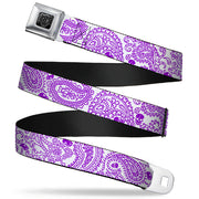 BD Wings Logo CLOSE-UP Full Color Black Silver Seatbelt Belt - Bandana/Skulls White/Purple Webbing Seatbelt Belts Buckle-Down