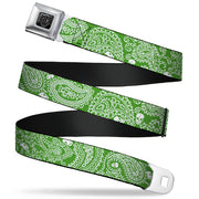 BD Wings Logo CLOSE-UP Full Color Black Silver Seatbelt Belt - Bandana/Skulls Irish Green/White Webbing Seatbelt Belts Buckle-Down
