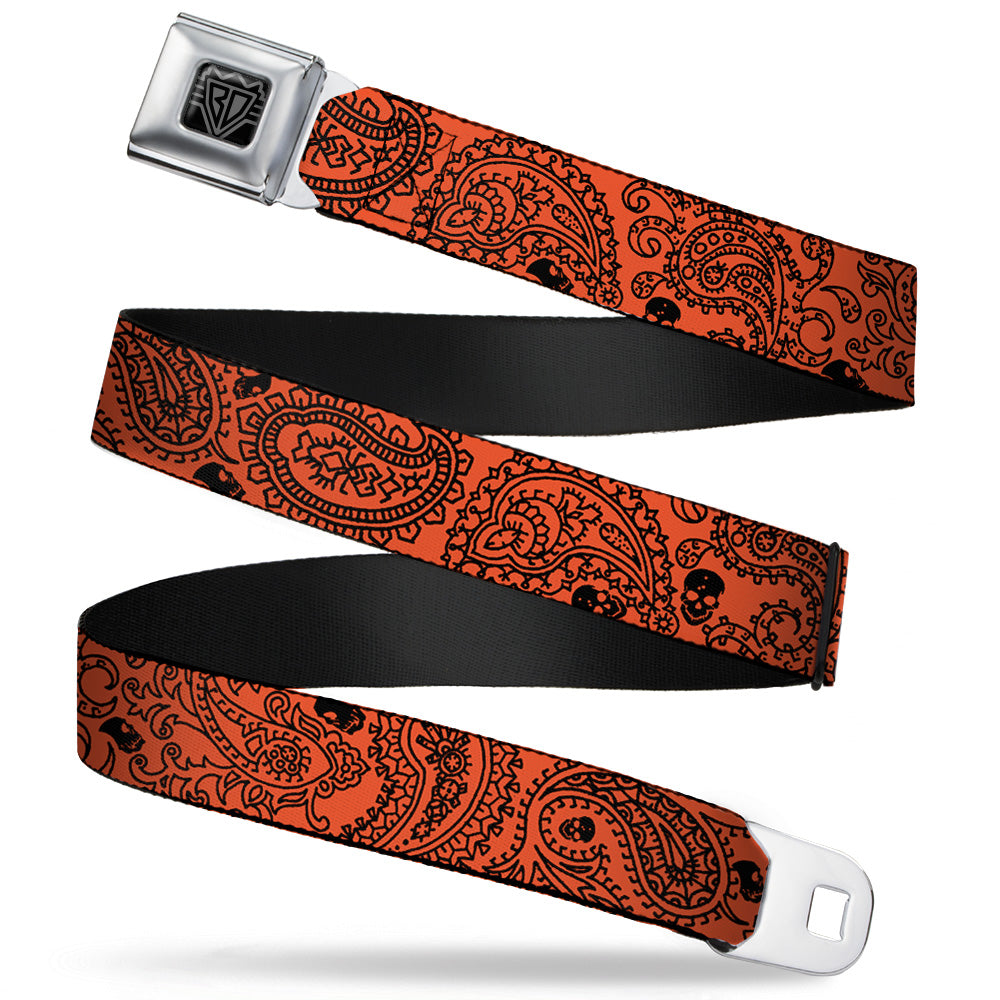 BD Wings Logo CLOSE-UP Full Color Black Silver Seatbelt Belt - Bandana/Skulls Orange/Black Webbing Seatbelt Belts Buckle-Down