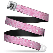 BD Wings Logo CLOSE-UP Full Color Black Silver Seatbelt Belt - Bandana/Skulls Pink/White Webbing Seatbelt Belts Buckle-Down