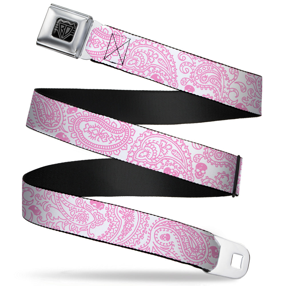 BD Wings Logo CLOSE-UP Full Color Black Silver Seatbelt Belt - Bandana/Skulls White/Pink Webbing Seatbelt Belts Buckle-Down