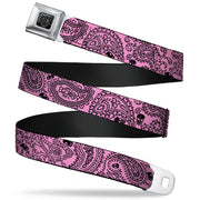 BD Wings Logo CLOSE-UP Full Color Black Silver Seatbelt Belt - Bandana/Skulls Pink/Black Webbing Seatbelt Belts Buckle-Down