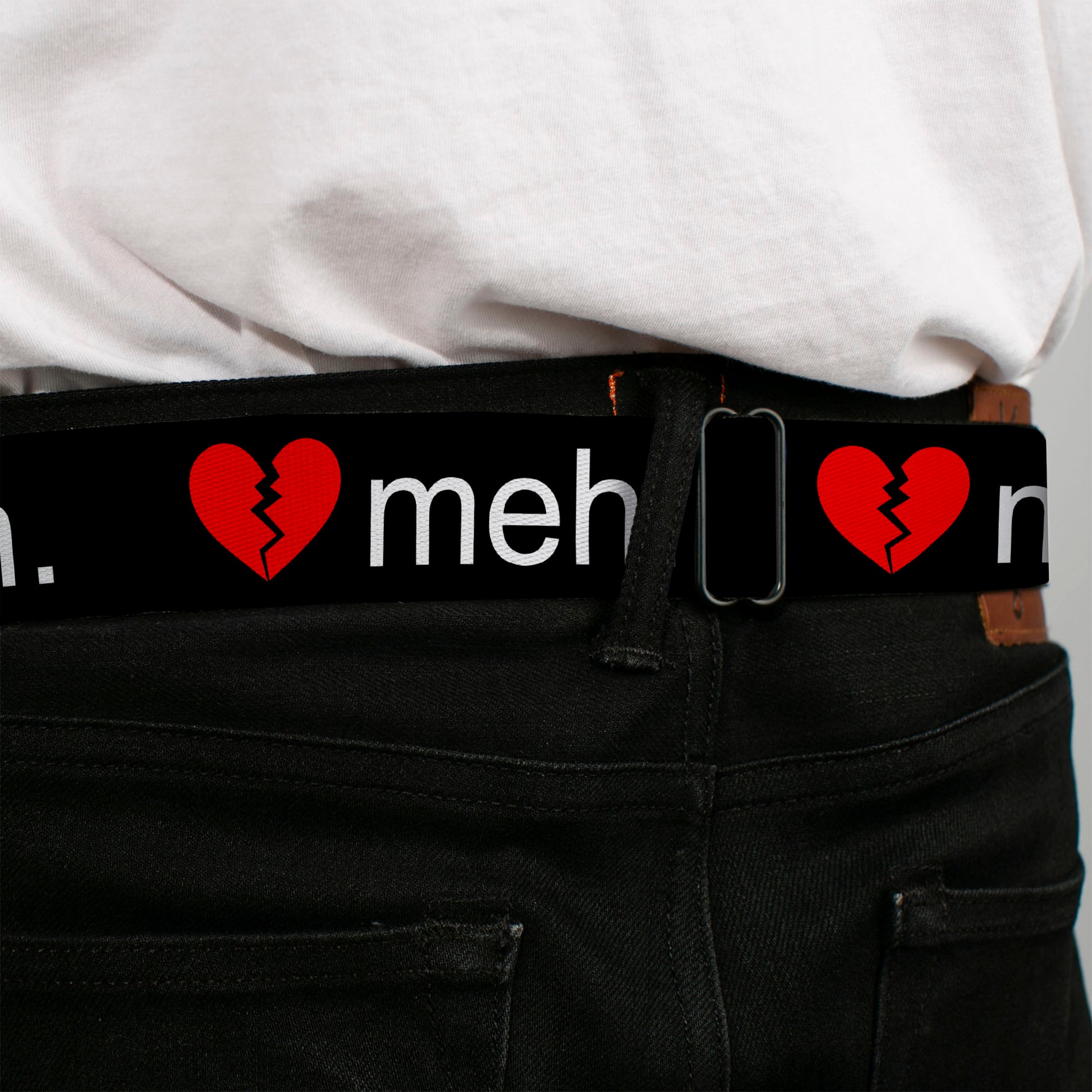 BD Wings Logo CLOSE-UP Full Color Black Silver Seatbelt Belt - Broken Heart MEH Black/Red/White Webbing Seatbelt Belts Buckle-Down