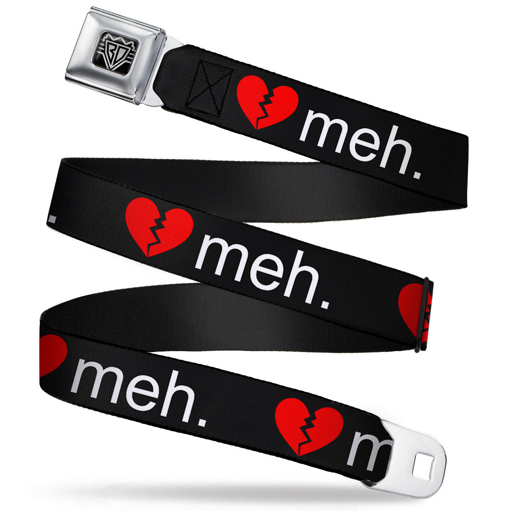 BD Wings Logo CLOSE-UP Full Color Black Silver Seatbelt Belt - Broken Heart MEH Black/Red/White Webbing Seatbelt Belts Buckle-Down