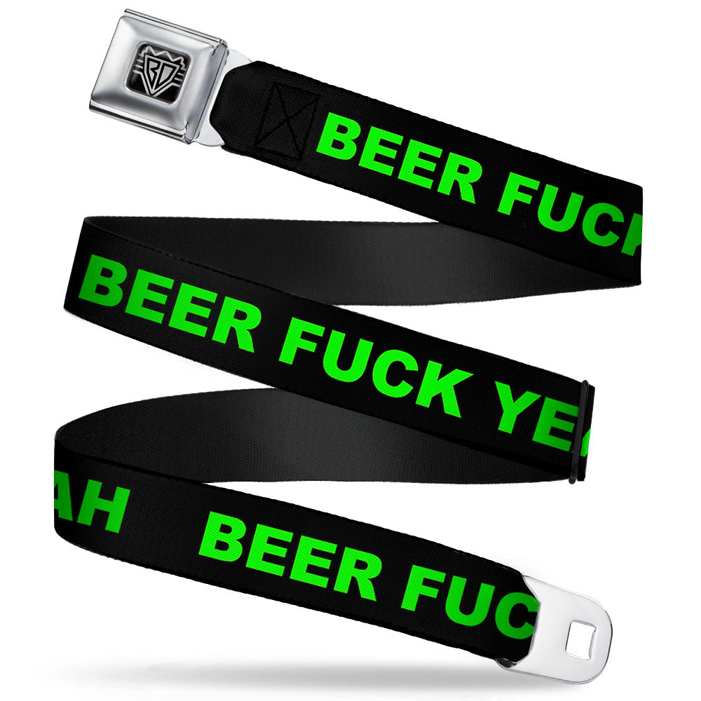 Seatbelt Belt - BEER FUCK YEAH Black/Neon Green Seatbelt Belts Buckle-Down