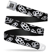 Seatbelt Belt - Brass Knuckles Black/White Seatbelt Belts Buckle-Down