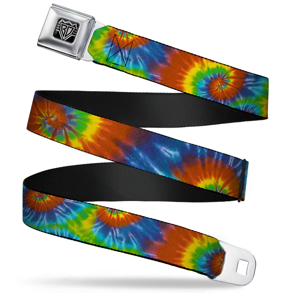 BD Wings Logo CLOSE-UP Full Color Black Silver Seatbelt Belt - BD Tie Dye13 Webbing Seatbelt Belts Buckle-Down