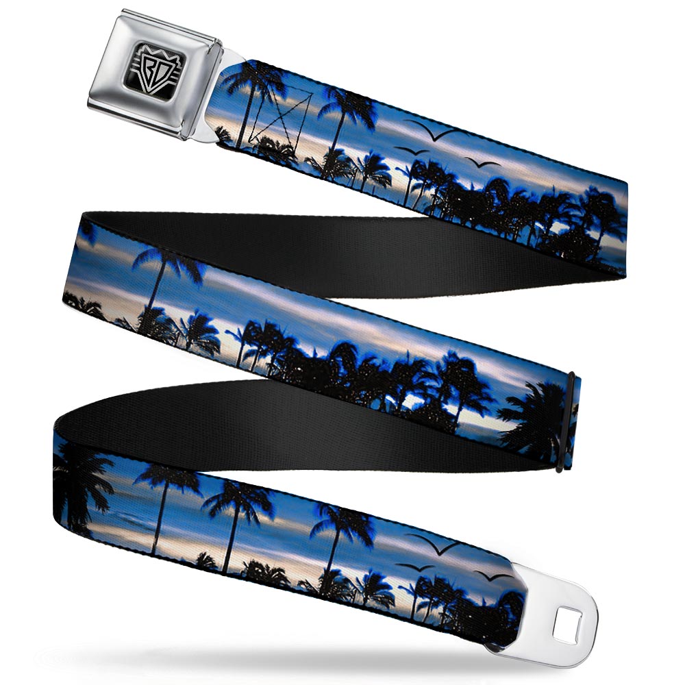 BD Wings Logo CLOSE-UP Full Color Black Silver Seatbelt Belt - Blue Sunset Webbing Seatbelt Belts Buckle-Down