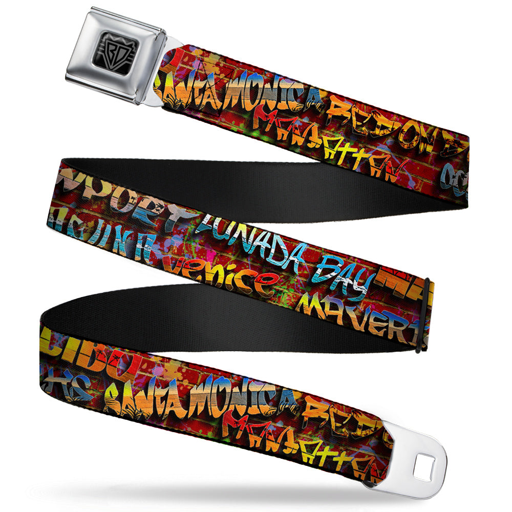 BD Wings Logo CLOSE-UP Full Color Black Silver Seatbelt Belt - Beach Tags/Paint Splatter Brick Wall/Beach Scenes Webbing Seatbelt Belts Buckle-Down