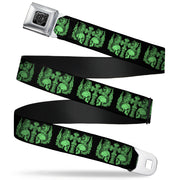 BD Wings Logo CLOSE-UP Full Color Black Silver Seatbelt Belt - BD Skulls w/Wings Black/Green Webbing Seatbelt Belts Buckle-Down