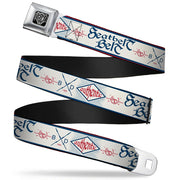 BD Wings Logo CLOSE-UP Full Color Black Silver Seatbelt Belt - BD AUTHENTIC SEATBELT BELT White/Blue/Red Webbing Seatbelt Belts Buckle-Down