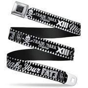 BD Wings Logo CLOSE-UP Full Color Black Silver Seatbelt Belt - BD Skull MAKE YOUR FATE Black/White Webbing Seatbelt Belts Buckle-Down