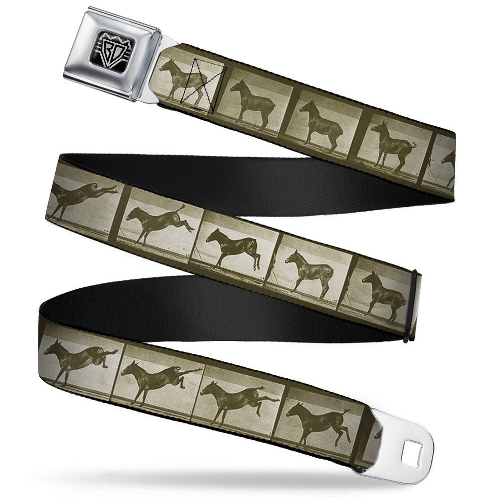 BD Wings Logo CLOSE-UP Full Color Black Silver Seatbelt Belt - Bucking Donkey Vintage Film Strip Webbing Seatbelt Belts Buckle-Down