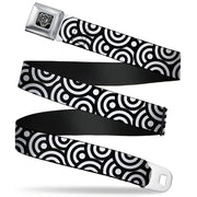 BD Wings Logo CLOSE-UP Full Color Black Silver Seatbelt Belt - Bullseye Stacked Black/White Webbing Seatbelt Belts Buckle-Down