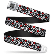 BD Wings Logo CLOSE-UP Full Color Black Silver Seatbelt Belt - Bullseye Stacked Black/White/Red Webbing Seatbelt Belts Buckle-Down