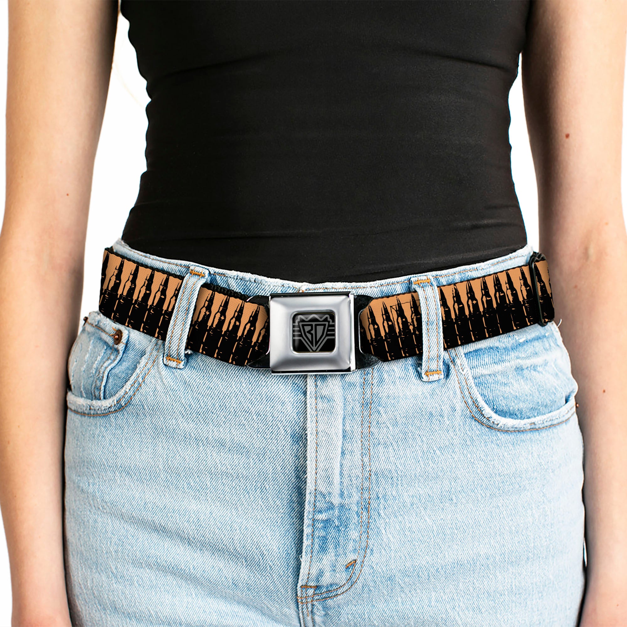Seatbelt Belt - Bullets2 Orange/Black Seatbelt Belts Buckle-Down