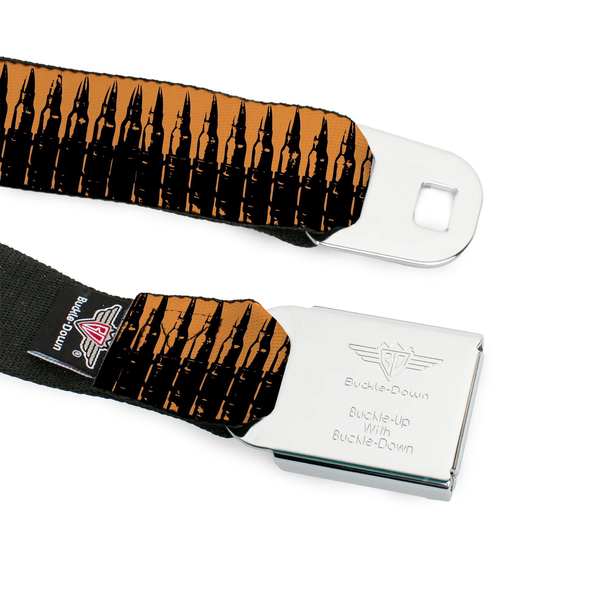 Seatbelt Belt - Bullets2 Orange/Black Seatbelt Belts Buckle-Down