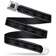 BD Wings Logo CLOSE-UP Full Color Black Silver Seatbelt Belt - BD Monogram2 Black/Gray Webbing Seatbelt Belts Buckle-Down