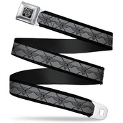 BD Wings Logo CLOSE-UP Full Color Black Silver Seatbelt Belt - BD Monogram2 Gray/Black Webbing Seatbelt Belts Buckle-Down