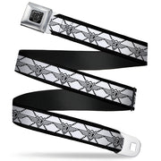 BD Wings Logo CLOSE-UP Full Color Black Silver Seatbelt Belt - BD Monogram2 White/Black Webbing Seatbelt Belts Buckle-Down