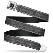 BD Wings Logo CLOSE-UP Full Color Black Silver Seatbelt Belt - BD Monogram2 Grays Webbing Seatbelt Belts Buckle-Down