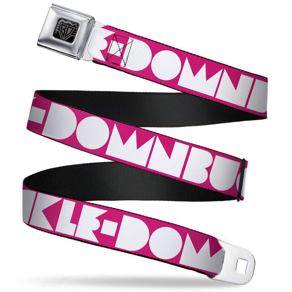 BD Wings Logo CLOSE-UP Full Color Black Silver Seatbelt Belt - BUCKLE-DOWN Shapes Hot Pink/White Webbing Seatbelt Belts Buckle-Down