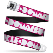 BD Wings Logo CLOSE-UP Full Color Black Silver Seatbelt Belt - BUCKLE-DOWN Shapes Hot Pink/White Webbing Seatbelt Belts Buckle-Down