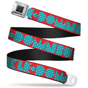 BD Wings Logo CLOSE-UP Full Color Black Silver Seatbelt Belt - BUCKLE-DOWN Shapes Red/Dot Turquoise/White Webbing Seatbelt Belts Buckle-Down