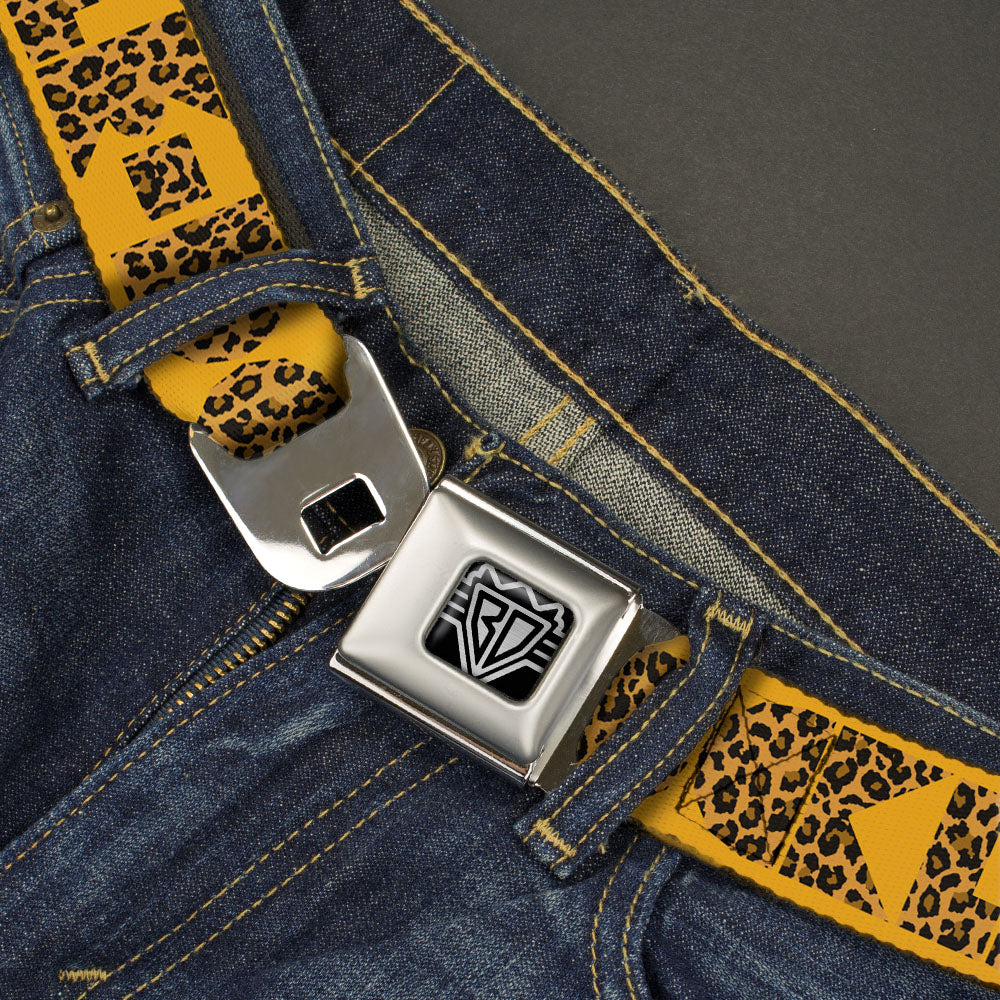 BD Wings Logo CLOSE-UP Full Color Black Silver Seatbelt Belt - BUCKLE-DOWN Shapes Gold/Leopard Brown Webbing Seatbelt Belts Buckle-Down