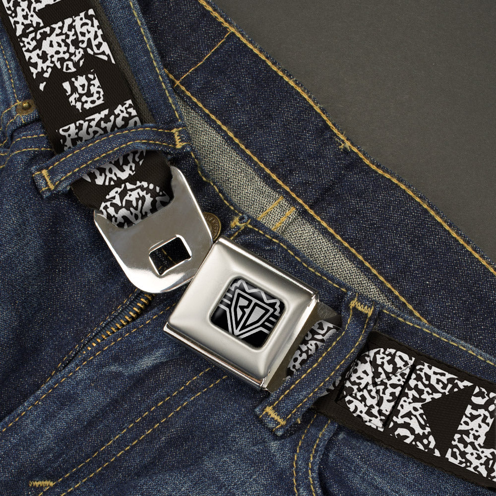 BD Wings Logo CLOSE-UP Full Color Black Silver Seatbelt Belt - BUCKLE-DOWN Shapes Black/Camo White/Black Webbing Seatbelt Belts Buckle-Down