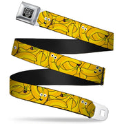 BD Wings Logo CLOSE-UP Full Color Black Silver Seatbelt Belt - Bananas Stacked Cartoon Yellows Webbing Seatbelt Belts Buckle-Down
