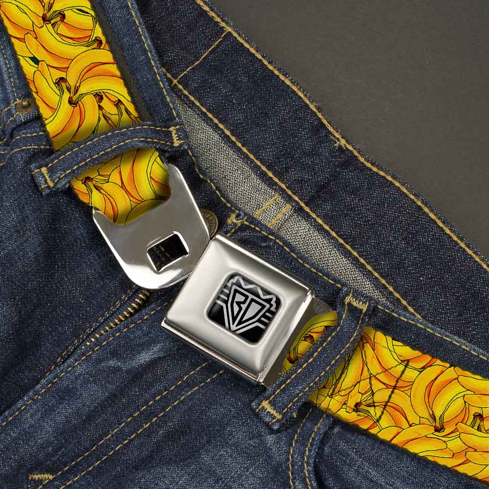 BD Wings Logo CLOSE-UP Full Color Black Silver Seatbelt Belt - Banana Bunches Stacked Webbing Seatbelt Belts Buckle-Down