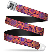 BD Wings Logo CLOSE-UP Full Color Black Silver Seatbelt Belt - Boho Mandala Purples/Oranges/Pinks Webbing Seatbelt Belts Buckle-Down