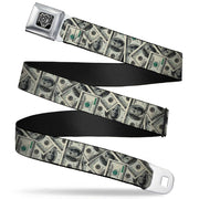 BD Wings Logo CLOSE-UP Full Color Black Silver Seatbelt Belt - Benjamins2 Stacked Webbing Seatbelt Belts Buckle-Down