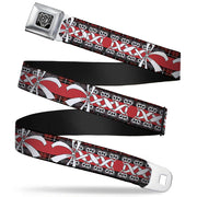 BD Wings Logo CLOSE-UP Full Color Black Silver Seatbelt Belt - Corset Lace Up w/Bow Red Plaid/Red Webbing Seatbelt Belts Buckle-Down